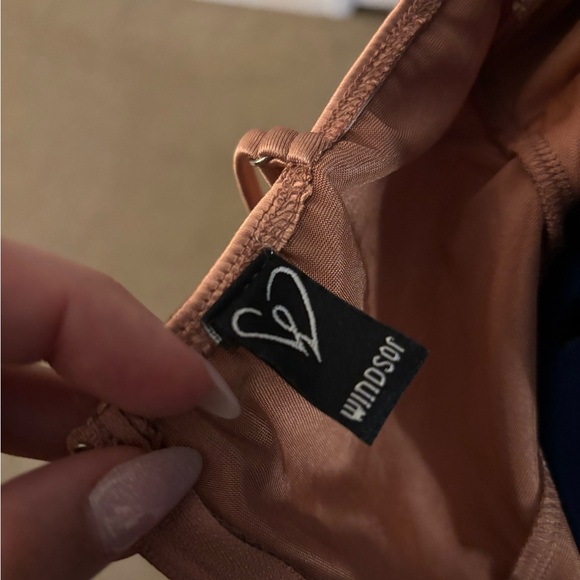 🌹 Rose Gold Satin Midi Wrap Dress - Picture 5 of 7